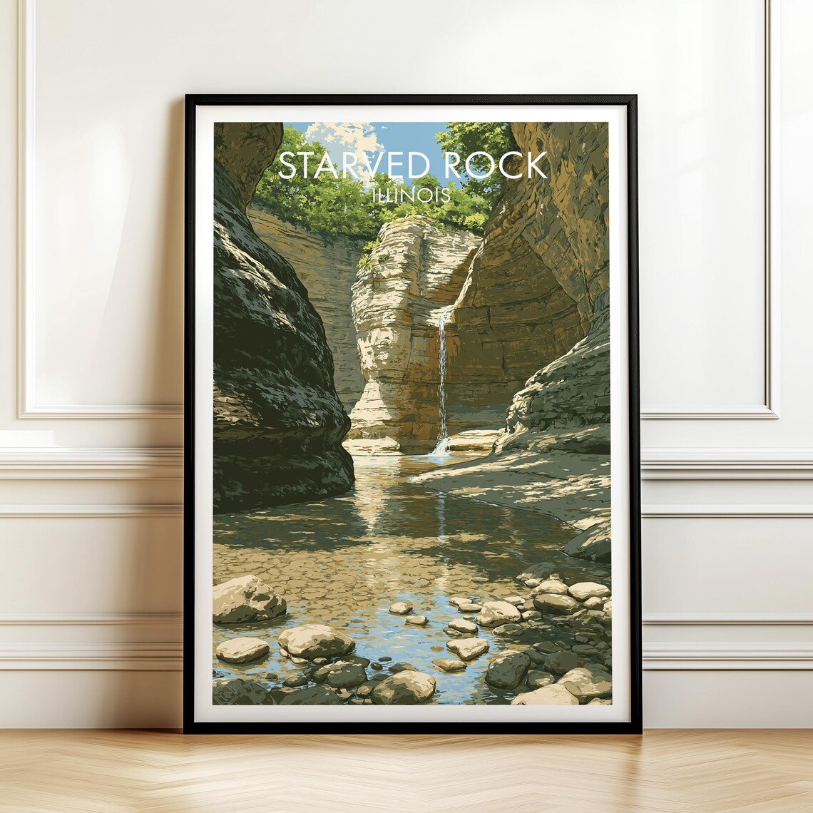 Starved Rock State Park Illinois Poster Retro Usa Landmark Wall Art Print