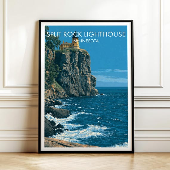 Split Rock Lighthouse Minnesota Poster Usa Travel Landscape Wall Art Print