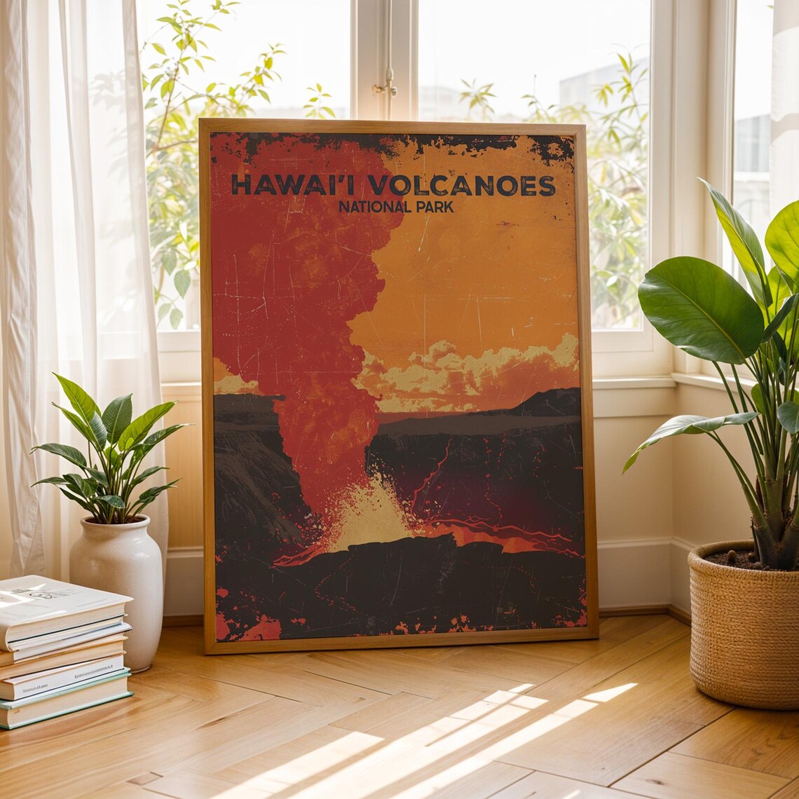 Hawai'i Volcanoes National Park Lava Flow Retro Vintage Travel Poster