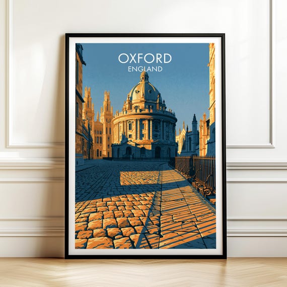 Oxford England Travel Poster Vintage Europe Cityscape Wall Art Print For Home Decor