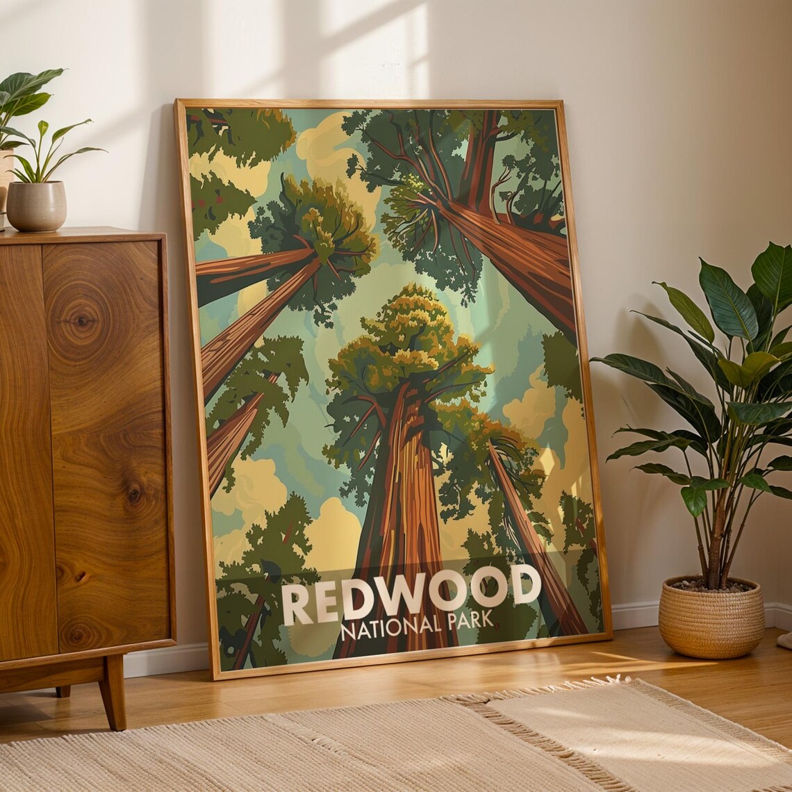 Redwood National Park Retro Travel Poster