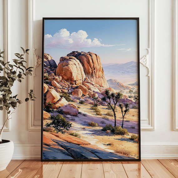 Joshua Tree National Park Poster, Watercolor Travel Poster