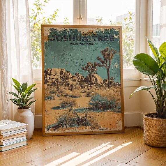 Joshua Tree National Park Desert Landscape Retro Vintage Travel Poster