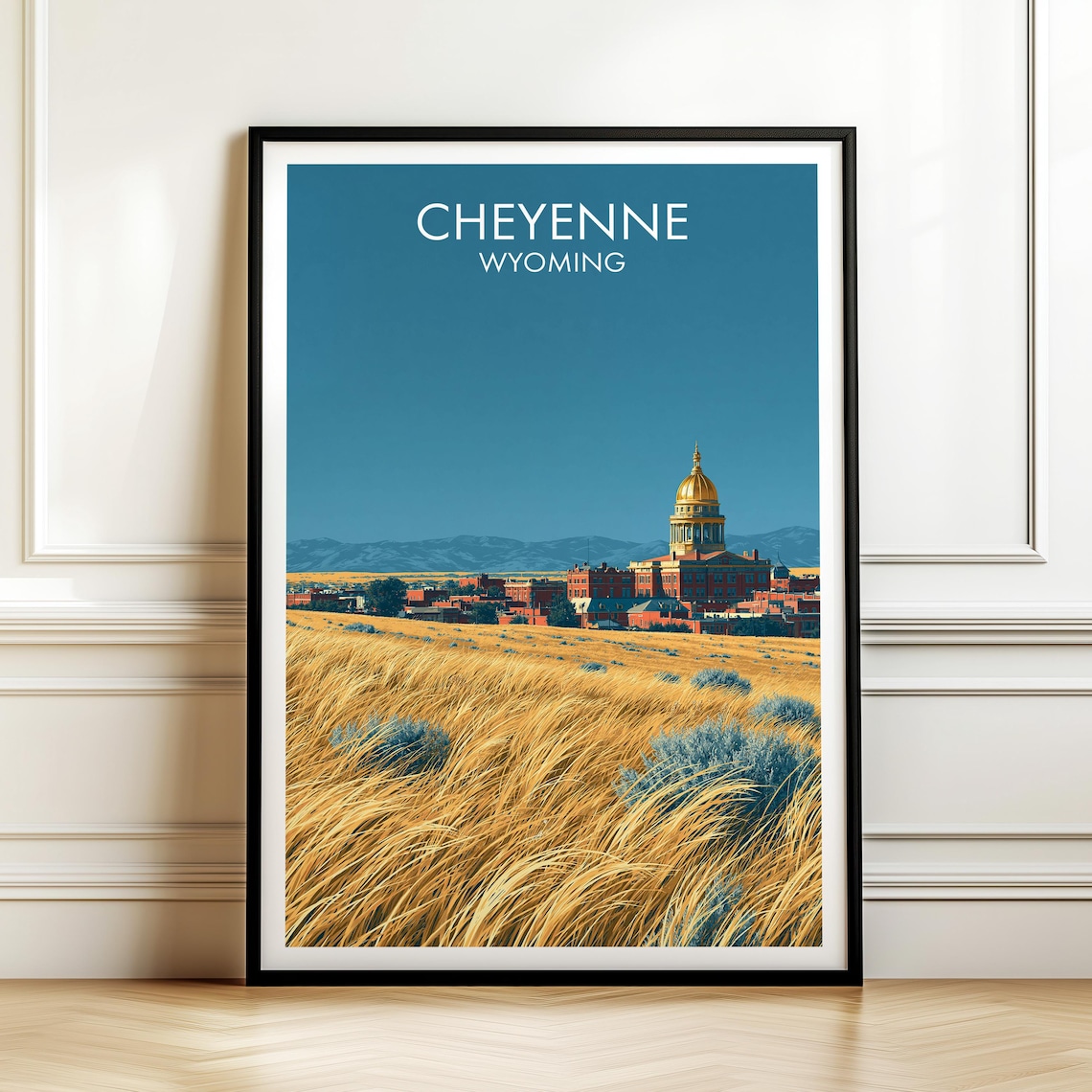 Cheyenne Wyoming Vintage Travel Poster, Americana Decor