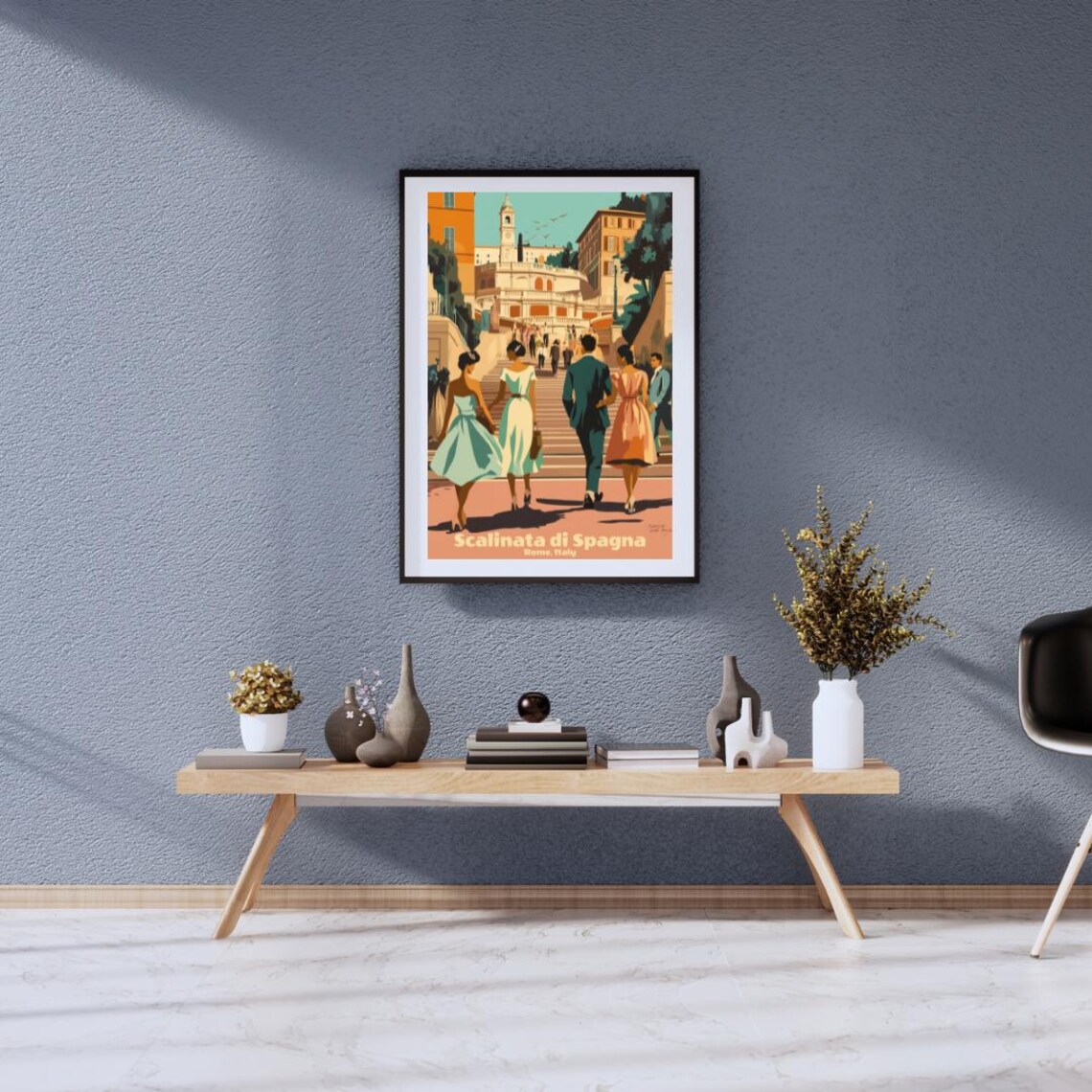 Vintage Spanish Steps Poster, Elegant Rome - Image 2