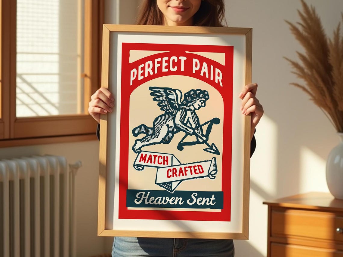 Perfect Pair Match Crafted Heaven Sent Cupid Valentine Poster - Image 3