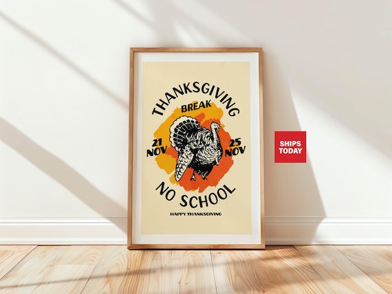 Retro Thanksgiving Kitchen Wall Art, Holiday Poster