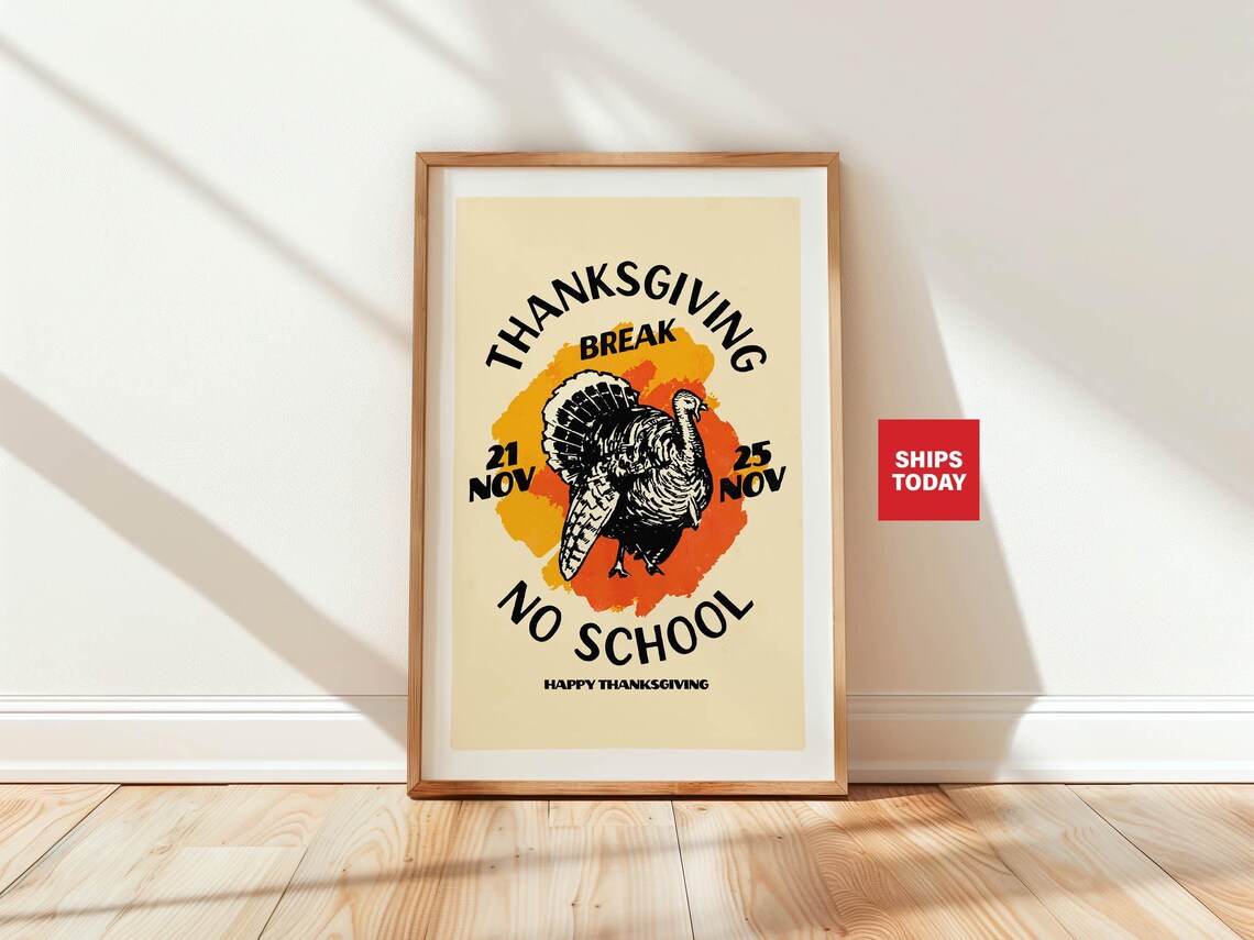 Retro Thanksgiving Kitchen Wall Art, Holiday Poster