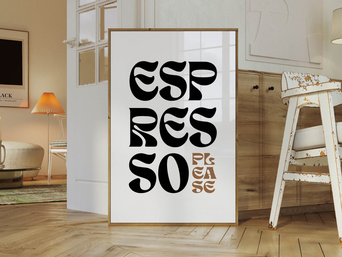 Espresso Please Retro Groovy Typography Coffee Lover Kitchen Poster - Image 2
