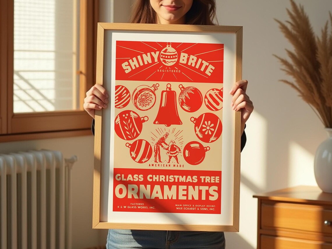 Retro Ornament Print, Christmas Kitchen Wall Art
