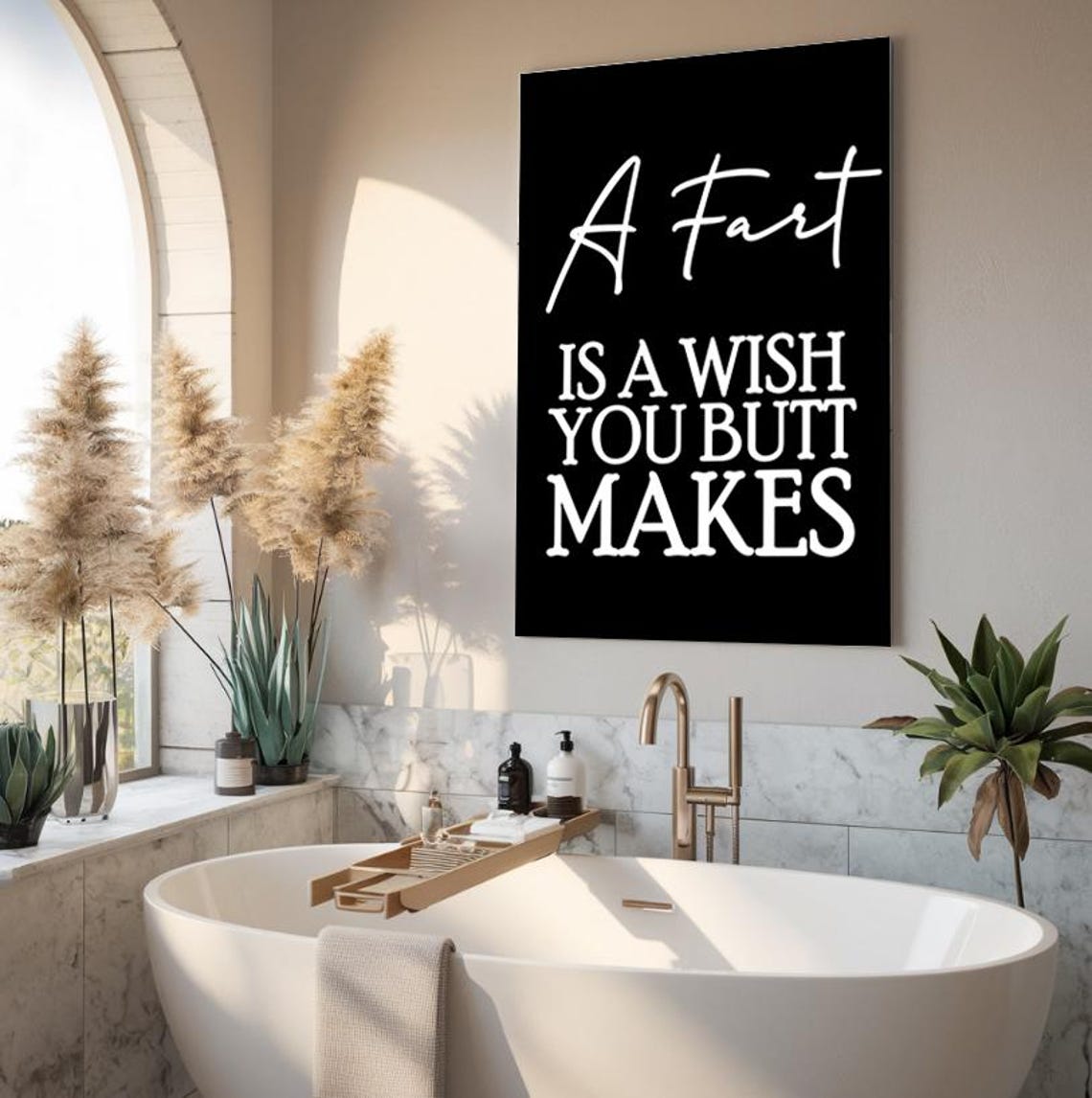 A Fart Is A Wish Your Butt Makes Funny Bathroom Black Poster - Image 3