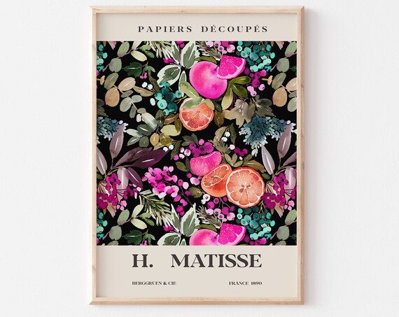 H Matisse Citrus Fruit Dark Botanical Papiers Decoupes Poster