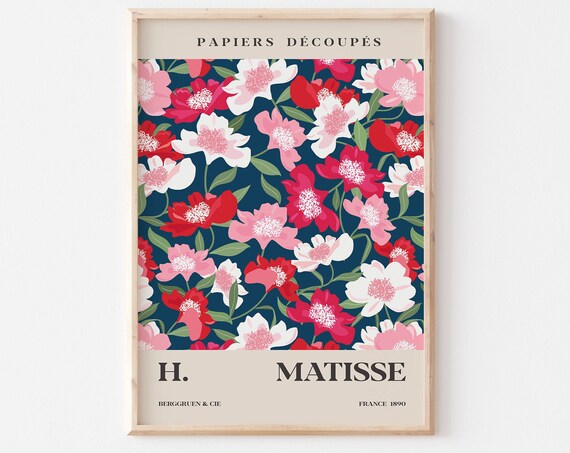 Henri Matisse Papiers Decoupes Bold Red Pink Floral Art Poster