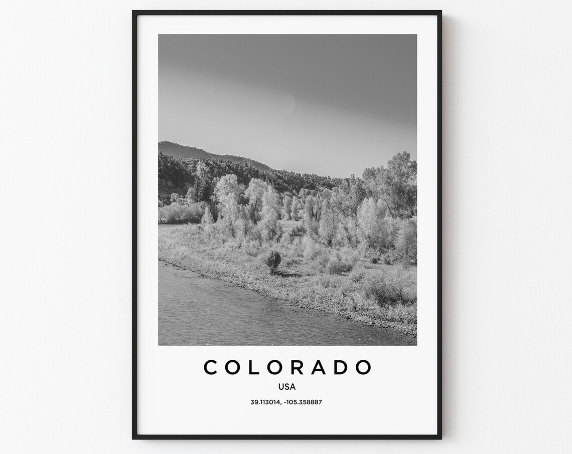 Colorado USA Black And White River Valley Landscape Photography Poster