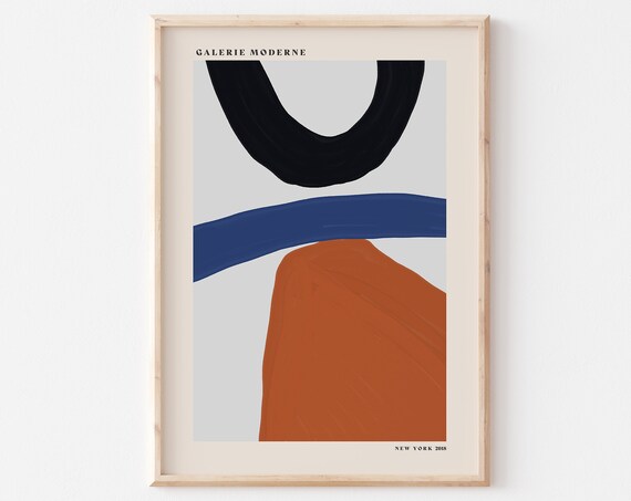 Abstract Poster Modern Abstract Art Minimalist Abstract Print Abstract Wall Decor Modern Orange Blue Poster