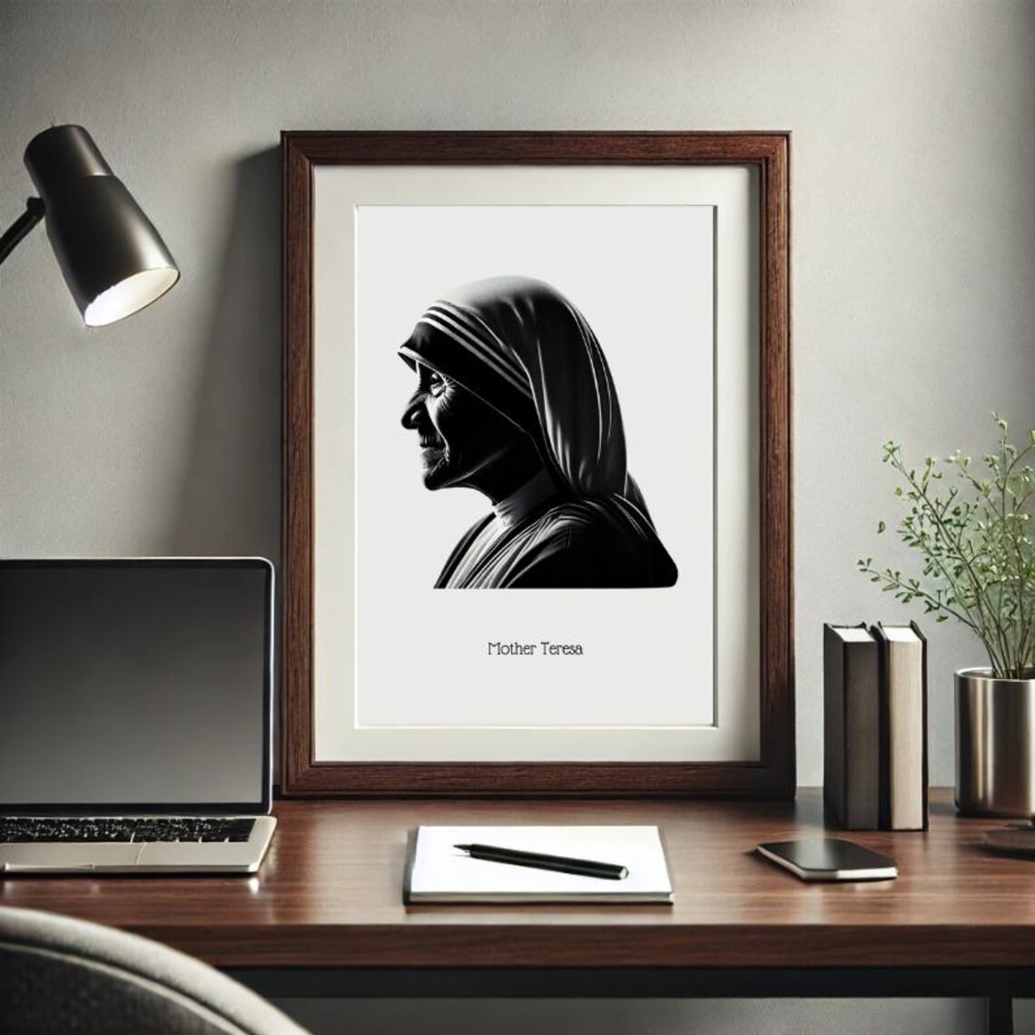 Mother Teresa Profile Silhouette Inspirational Portrait Poster - Image 2