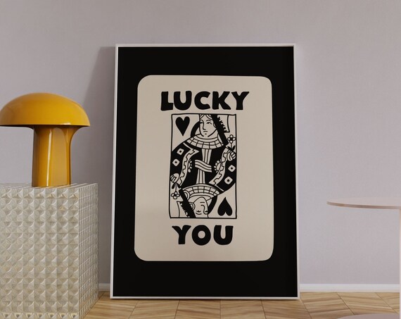 Retro Lucky You Art Print, Y2K Preppy Decor