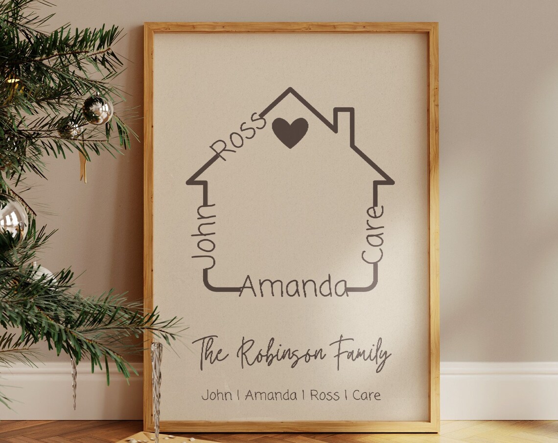 Custom Family Names House Outline Personalized Keepsake Gift Poster - Image 3
