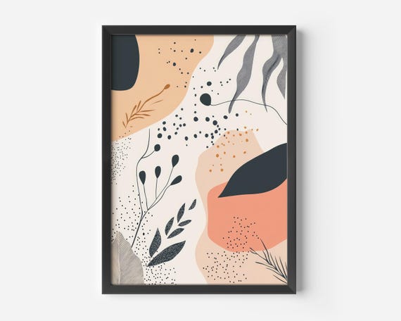 Modern Living Room Wall Decor Scandinavian Abstract Posters Beige Orange Nature Pictures Minimalist Art Hallway Bedroom Office