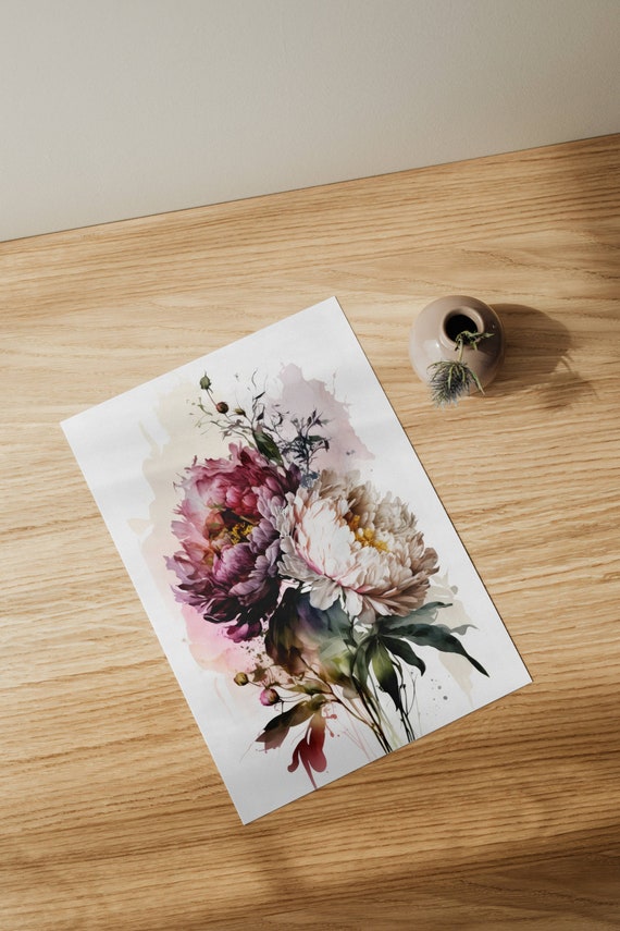 Romantic Flower Illustration Vintage Watercolor Art Print