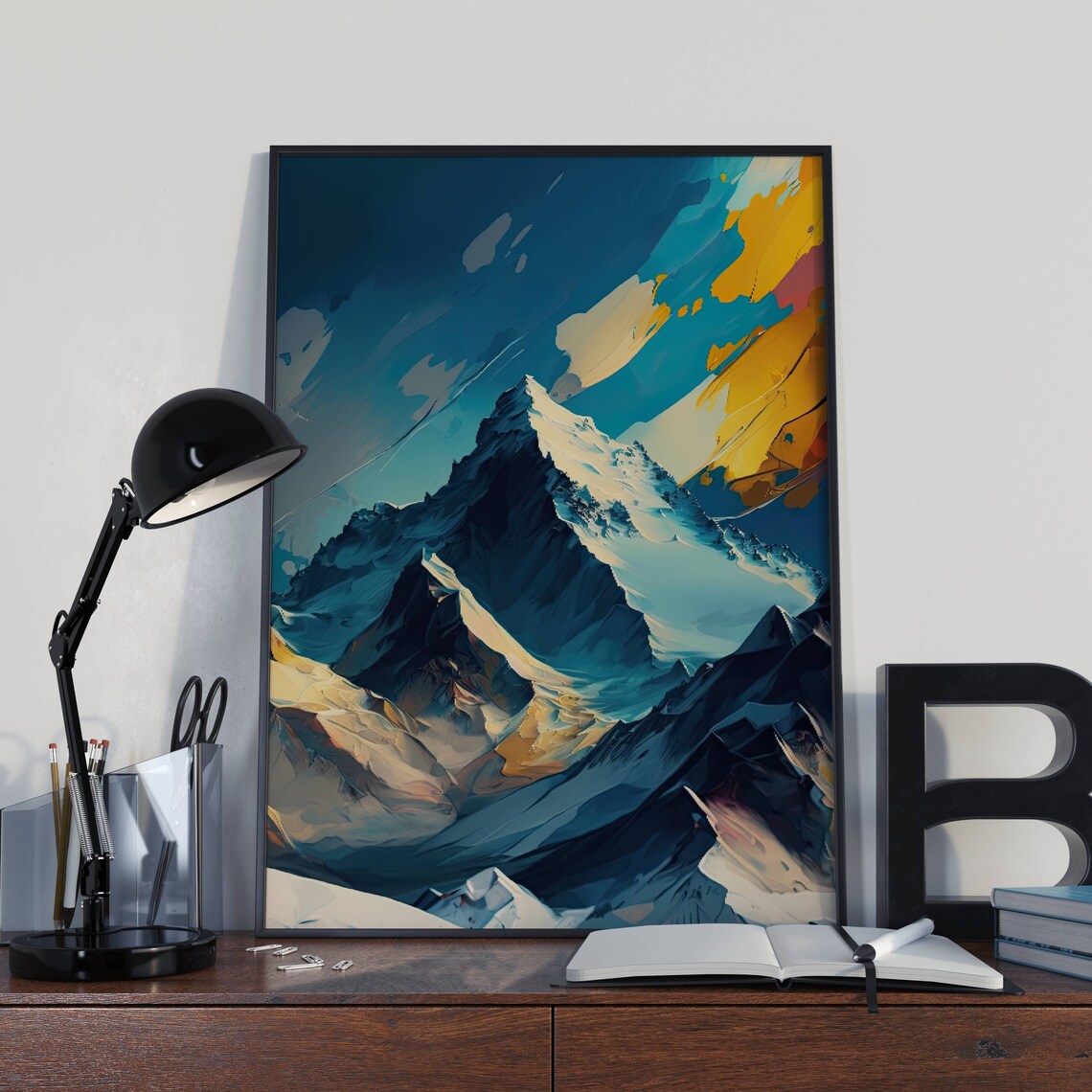 Abstract Mountain Landscape Office Wall Art Print