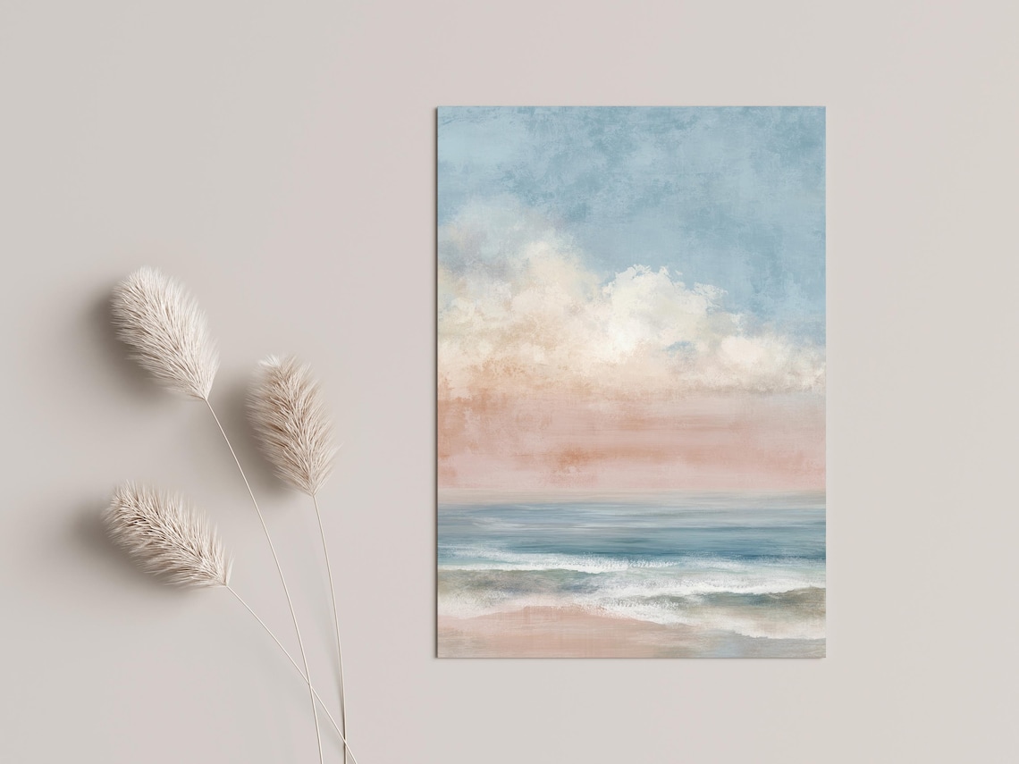 Gentle Seascape Wall Mural, Scandinavian Sea Poster