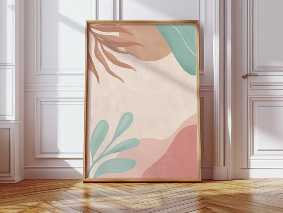 Pastel Living Room Decor Modern Minimalist Poster Abstract Design Beige Mint Brown Scandinavian Elegance Hallway Office