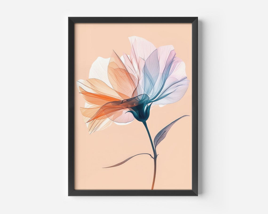 Translucent X-Ray Flower Blush Pastel Botanical Elegant Art Poster