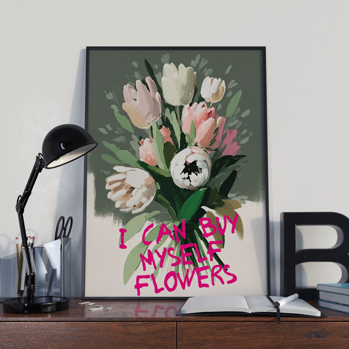 Feminist Tulip Illustration Typography Art Print