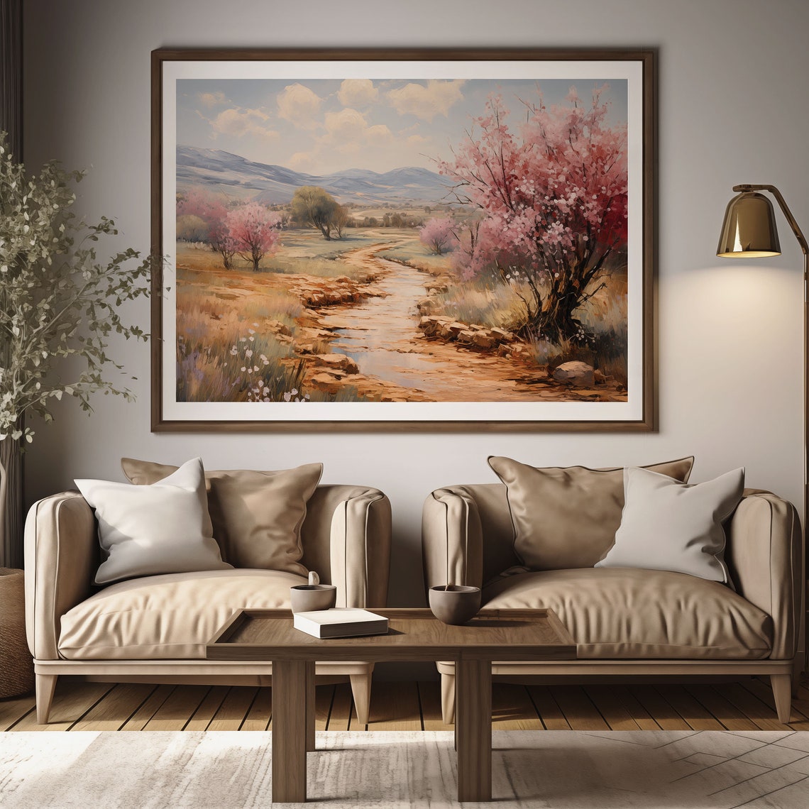 Blooming Cherry Trees By A Mountain Creek Vintage Spring Poster - Image 2