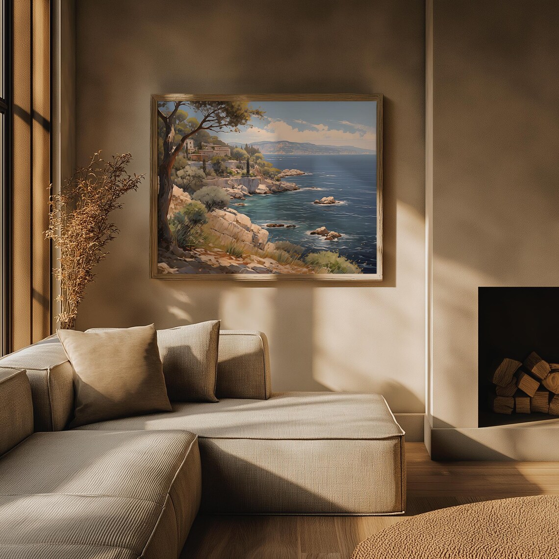Rocky Mediterranean Coastline With Villa On Cliff Above Blue Sea Poster - Image 3