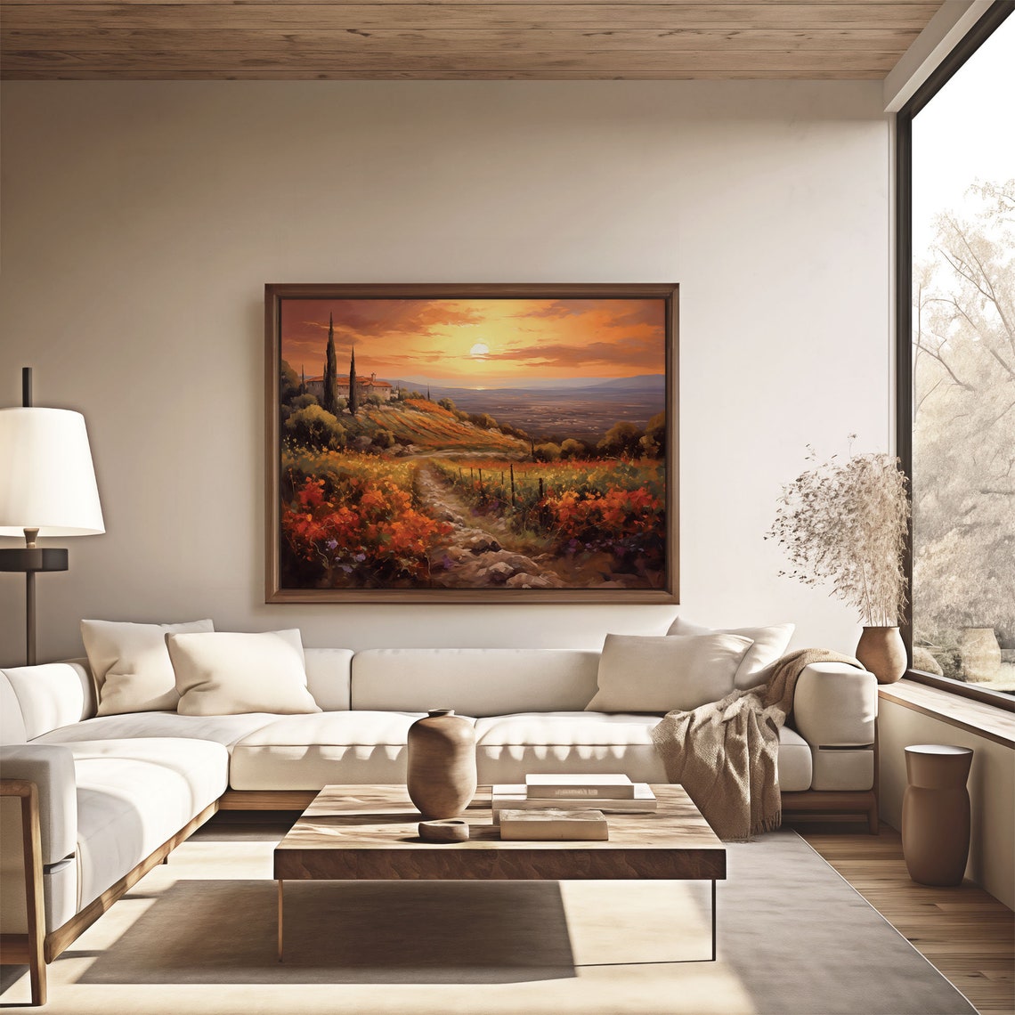 Dramatic Sunset Over A Hillside Vineyard And Villa Vintage Poster - Image 4