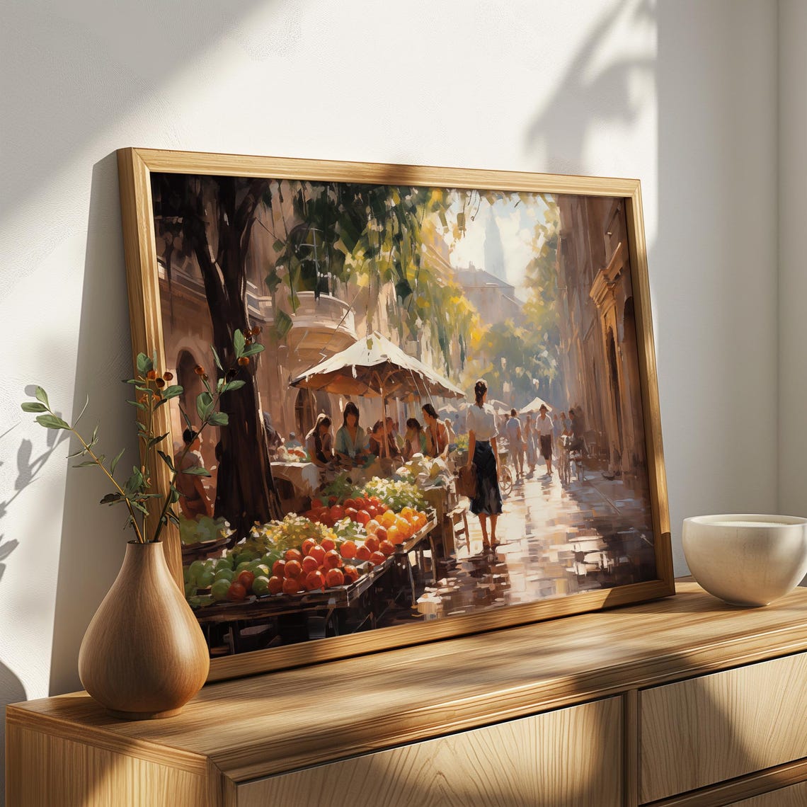 European Street Market with Fruit Stalls Oil Painting Poster - Image 4