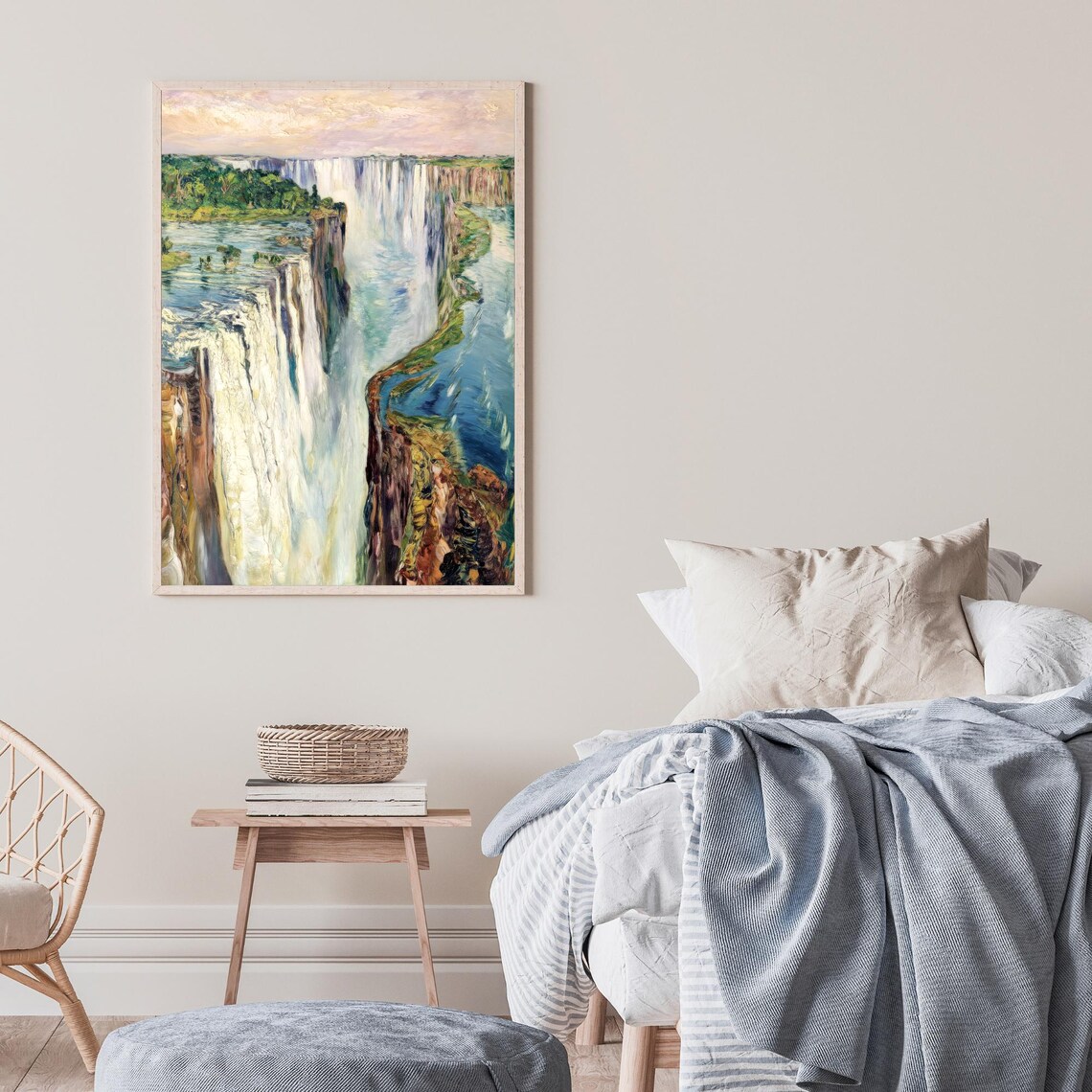 Victoria Falls Zambia Aerial Waterfall Gorge Oil Painting Poster - Image 2
