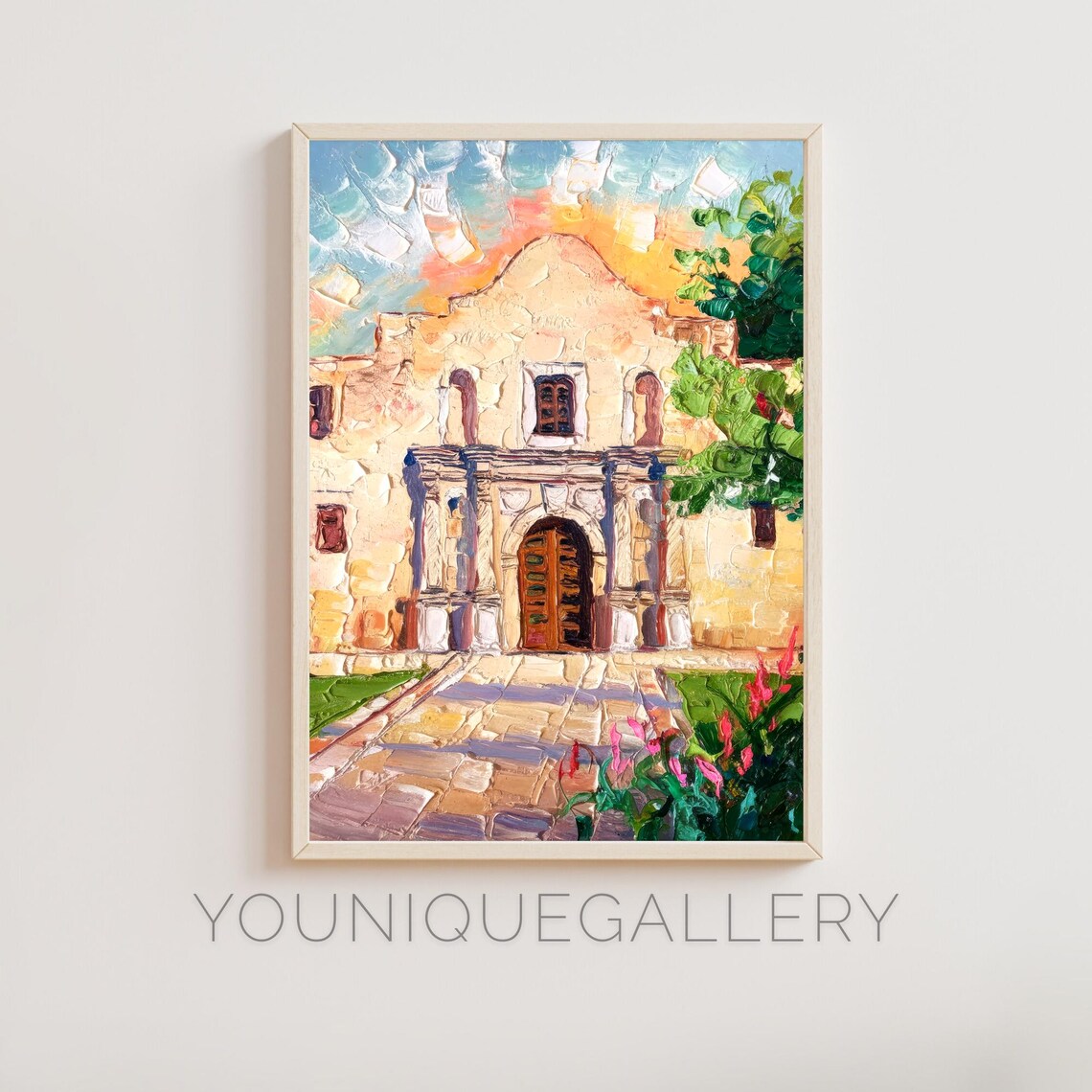 The Alamo Oil Painting, Historic Texas Travel Poster