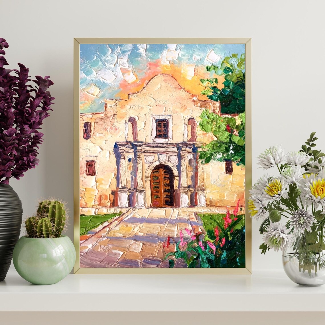 The Alamo Oil Painting, Historic Texas Travel Poster - Image 4