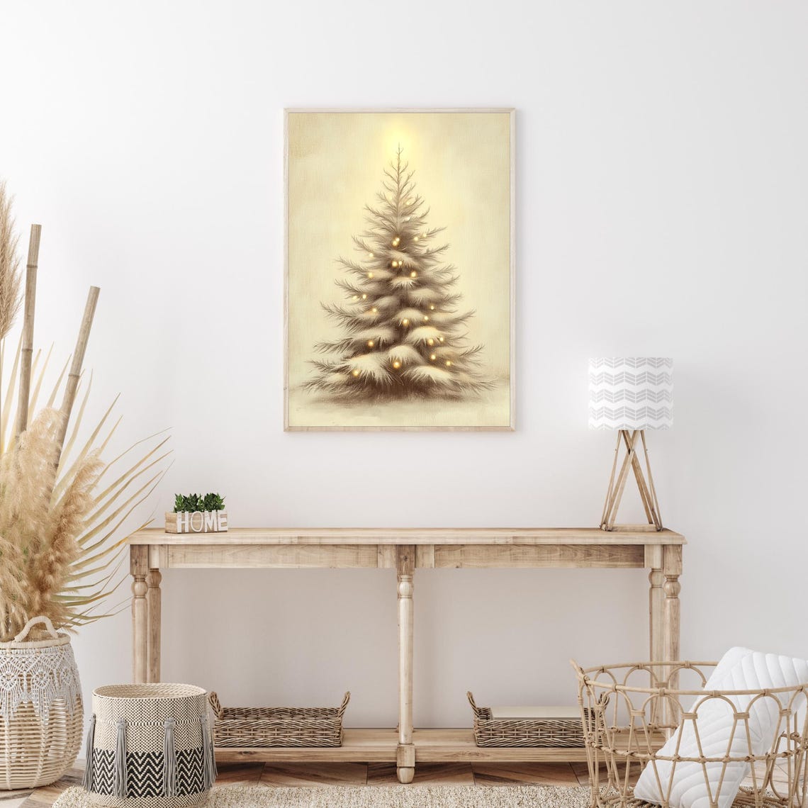 Vintage Christmas Tree with Glowing Lights Winter Holiday Poster - Image 4