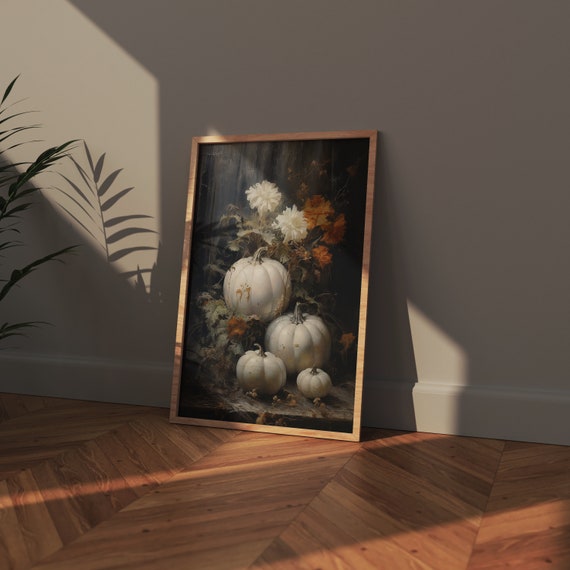 Moody Pumpkins Fall Wall Decor Pumpkin Painting On Canvas Autumn Gallery Retro Halloween Png Printables Vintage