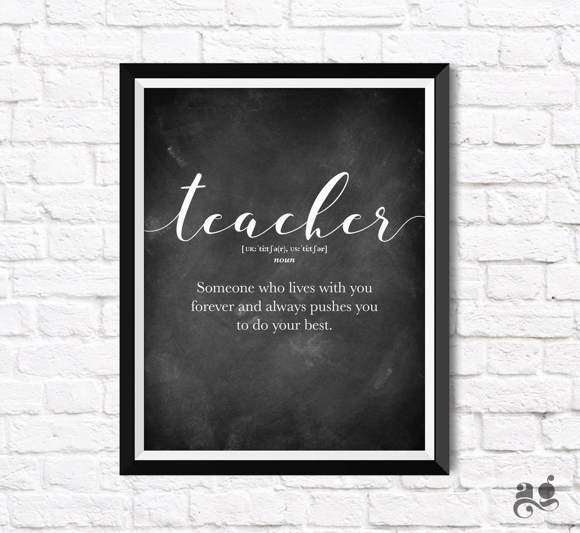 Teacher Definition Chalkboard Script Typography Classroom Gift Poster - Image 3