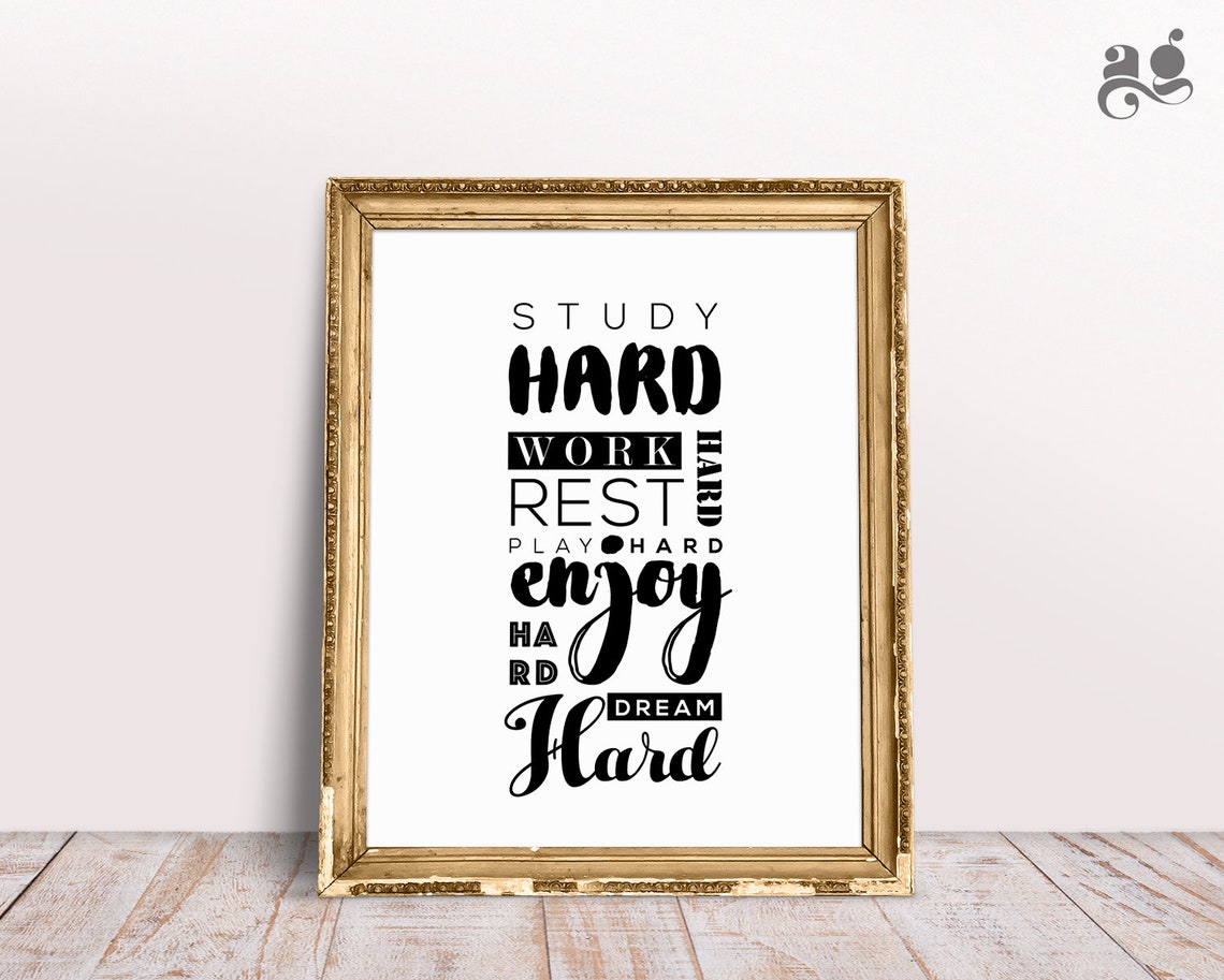 Work Hard Play Hard Print Study Room Decor Motivational Quotes Home Office Wal Art Labor Day Sign Dormitory Typography Poster - Image 3