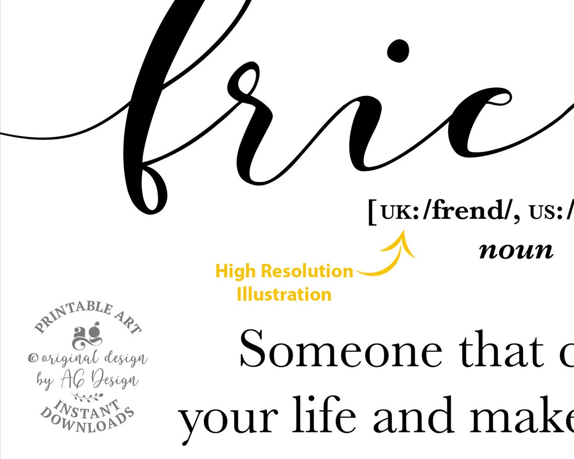 Friend Definition Bestie Definition Poster Friendship Day Gift For Him Funny Gifts Print Birthday Gift For Best Friend Soul Sister Sign - Image 3