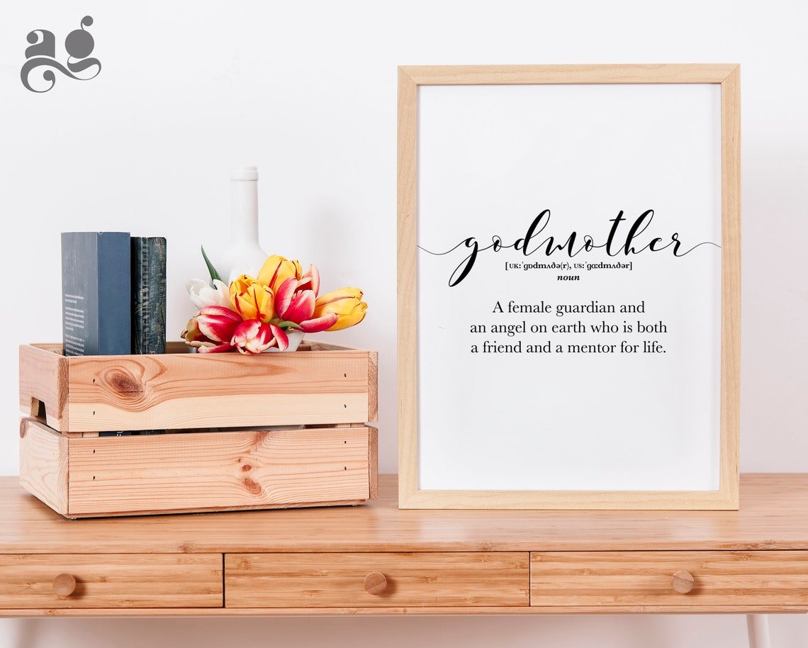 Godmother Definition Dictionary Style Sentimental Family Gift Poster - Image 2
