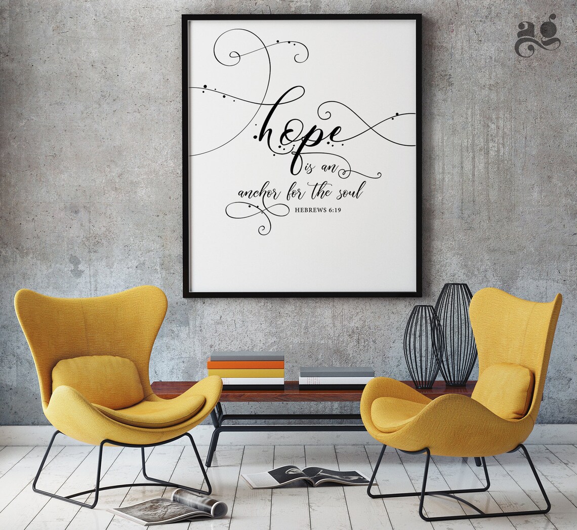 Hope Is an Anchor for the Soul Calligraphy Verse Poster Hebrews 6:19 - Image 2