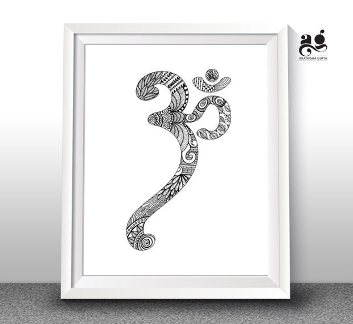 Om Print Yoga Room Decor Om Meditation Gifts Om Poster Yoga Print Om Illustration Yoga Room Wall Art Hindu Om Sign Om Art - Image 3