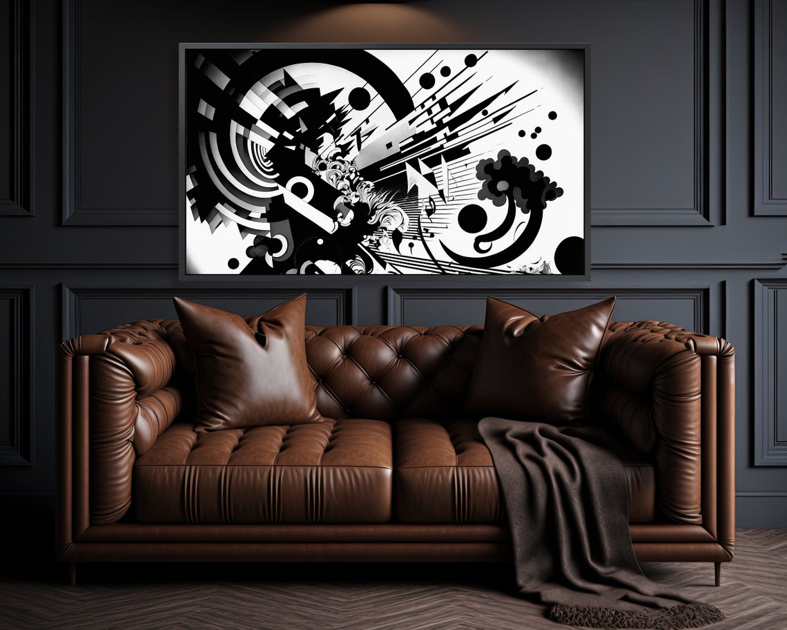 Black White Abstract Circles Arcs Geometric Frame TV Art Poster Design - Image 3
