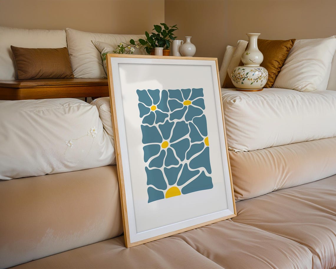 Blue Botanical Flower Abstract Matisse Style Modern Floral Poster - Image 3