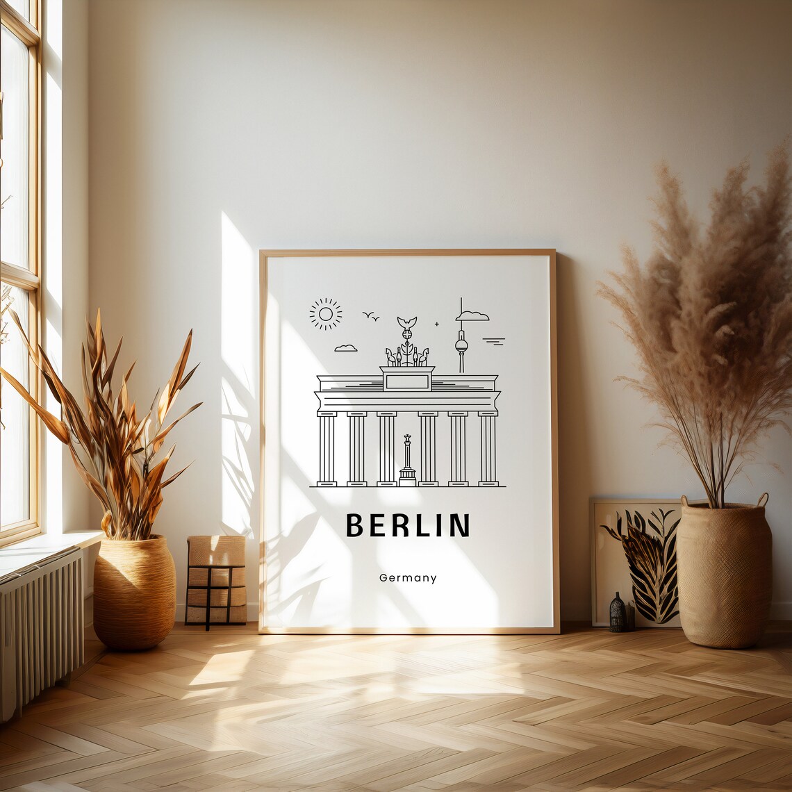 Berlin Germany Brandenburg Gate Line Art Skyline City Travel Poster - Image 3