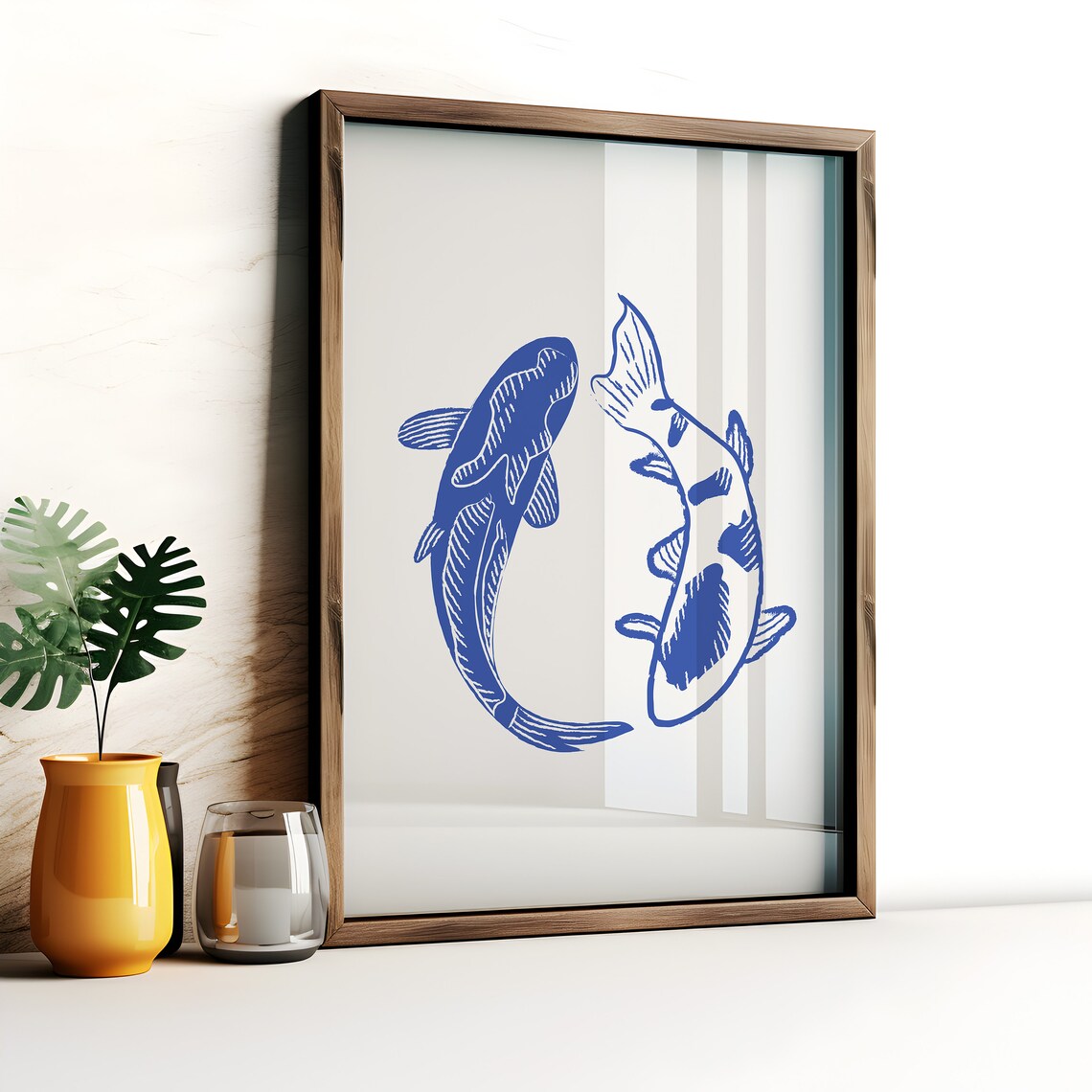 Blue Fish Koi Fish Retro Vintage Art Print - Image 2