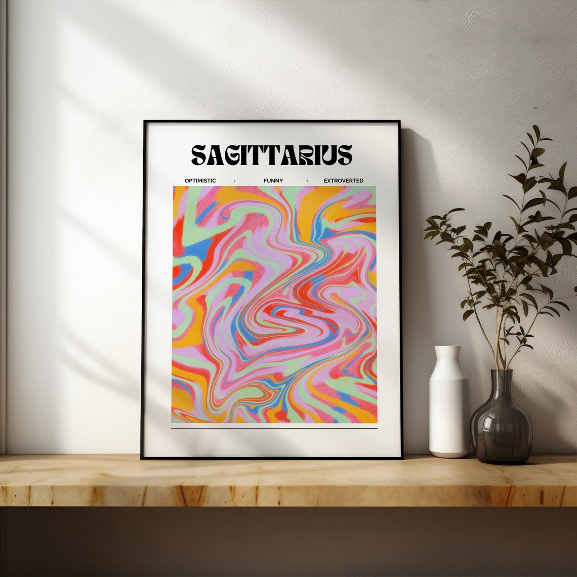 Sagittarius Zodiac Sign Rainbow Marble Aura Astrology Poster - Image 2