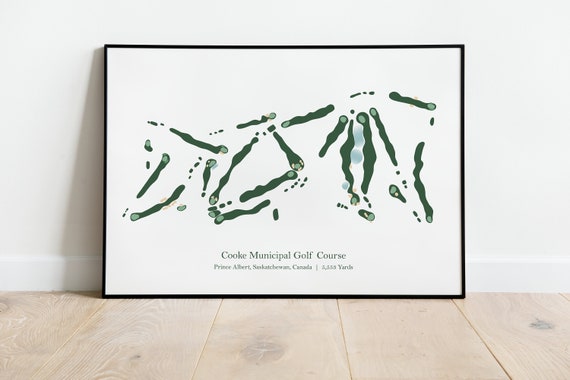 Golf Wall Art For Him Cooke Municipal Club Course Map Canada Poster Home Decor Golfer